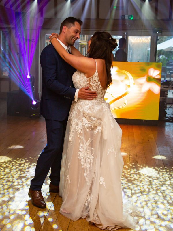 Bride and groom first dance at wedding reception
